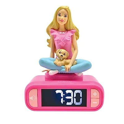 Abbildung von Lexibook, Barbie, Nachtwecker, Sounds und Melodien, LCD Bildschirm mit Hintergrundbeleuchtung, beleuchtet, Snooze, Pink, RL800BB