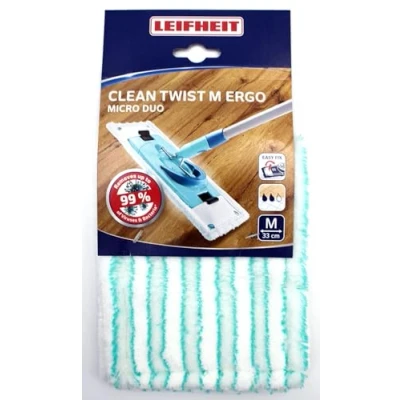 Abbildung von Leifheit Wischbezug Clean TWIST M Ergo/ Power micro duo, Bodenwischer Ersatzbezug für ideale Schmutzaufnahme dank 2 Faser System, Mikrofaser Bezug ideal Fliesen und Laminat