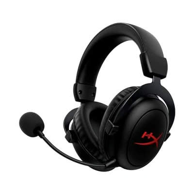 Abbildung von HyperX Cloud II Core Wireless Gaming Headset, 2,4 GHz, 80 Stunden Akkulaufzeit, DTS Headphone Surround Sound, 53 mm Treiber, Abnehmbares Mikrofon mit Geräuschunterdrückung, PC kompatibel, Schwarz