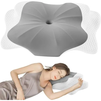Abbildung von DONAMA Schlafkissen, Nackenstützkissen, Höhenverstellbares Memory Foam Kissen, Ergonomisch Kopfkissen, Atmungsaktiv, Für Seitenschläfer &amp; Rückenschläfer, Grau