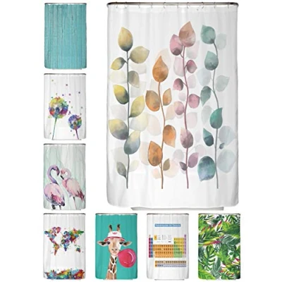 Abbildung von arteneur® Bunte Blätter Anti Schimmel Duschvorhang 120x200 Recycelt mit Öko Tex Standard 100 Beschwerter Saum, Blickdicht, Wasserdicht, Waschbar, 8 Ringe &amp; E Book