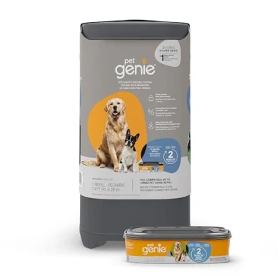 Abbildung von Pet Genie Eimer Hundekot Entsorgungssystem zur Geruchskontrolle inkl. 1 quadratischem Nachfüllbeutel