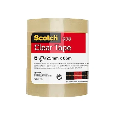 Abbildung von Scotch Transparentes Klebeband, 6 Rollen 25mm x 66m Durchsichtiges Allzweckband für Schule, Heim und Büro