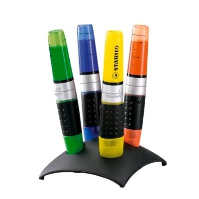 Abbildung von Textmarker STABILO LUMINATOR 4er Tischset gelb, grün, royalblau, orange