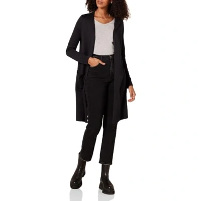 Abbildung von Amazon Essentials Damen Leichter Strickjackenpullover, Länger Geschnitten (Erhältlich In Übergröße), Schwarz, XL