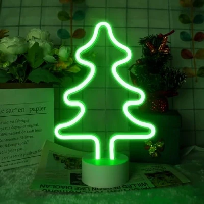 Abbildung von Weihnachtsbaum LED Lichtschild Schlafzimmer Basis Dekoration, Nachtlicht, USB/Neon, batteriebetrieben, Geburtstagsgeschenk, Party, Kinder, Wohnzimmer Dekoration