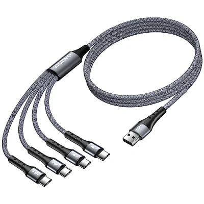 Abbildung von SIQIWO USB Typ C Kabel 1.2M, 3.0 Schnellladung Sync Ladekabel mit 4 Port, für iPhone 15/16 Pro, Samsung Galaxy S24 S23 S22 Ultra S21 S20 A51 A7, Note 20, LG G8 V50, Huawei, Sony, Xiaomi