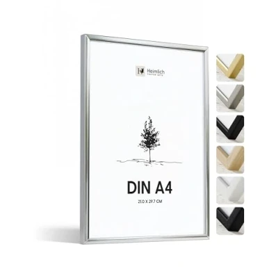 Abbildung von Heimlich® 1x Bilderrahmen DIN A4 21x30 cm Silber Champagne Metall Rahmen 1 Pack Dokumentenrahmen 21x29,7 Klein Collage Metallrahmen Alu Aluminium Picture Frame