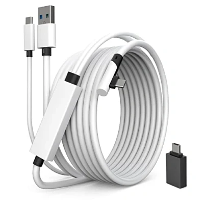 Abbildung von Tiergrade 2 in 1 Link Kabel, kompatibel mit Oculus/Meta Quest 2, separater USB C Ladefunktion für VR Headset, 5 Meter 3.0 auf Typ Zubehör Steam VR/Gaming PC