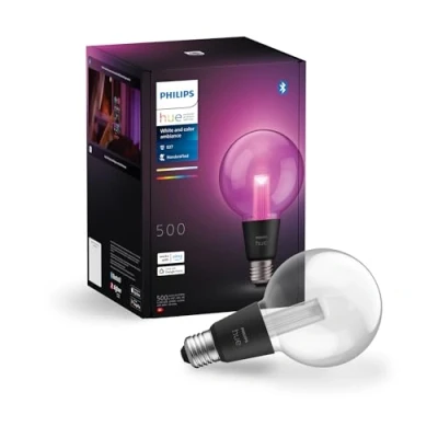 Abbildung von Philips Hue White &amp; Color Ambiance Lightguide smarte LED Lampe, kleine Globe Form, G95, dimmbare Lampen für das Lichtsystem mit 16 Mio. Farben, Lichtsteuerung über Sprache und App