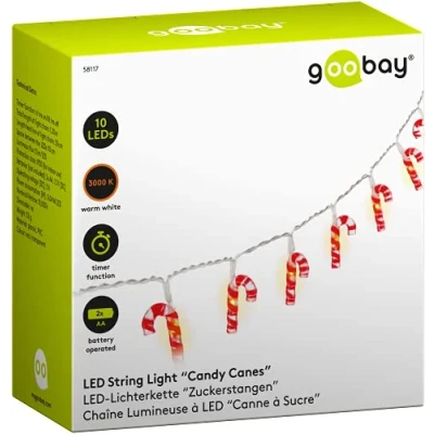 Abbildung von goobay 57947 LED Lichterkette mit Timerfunktion Batteriefunktion Tannebäumen zum Aufhängen für Innenbereich 10 LEDs Warm Weiß (3000k) IP20, Weiß, Transparent