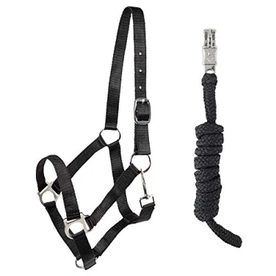 Abbildung von PFIFF 102931 Halfter und Strick Set, Kunststoffhalfter Führstrick, Schwarz Full