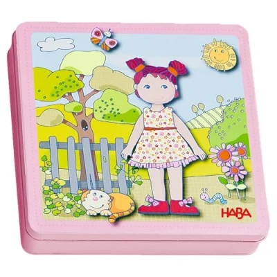 Abbildung von HABA 7392 Magnetspiel Box Anziehpuppe Lilli , Abwechslungsreiches Magnetpuzzle rund um die niedliche Puppe In praktischer Metallbox