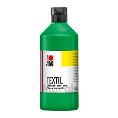 Abbildung von Marabu 17160075062 Textil Stoffmalfarbe für helle Stoffe, Hellgrün 500 ml, Druckfarbe auf Wasserbasis, waschbeständig bis 60C, Fixierung durch Bügeln o. Backofen