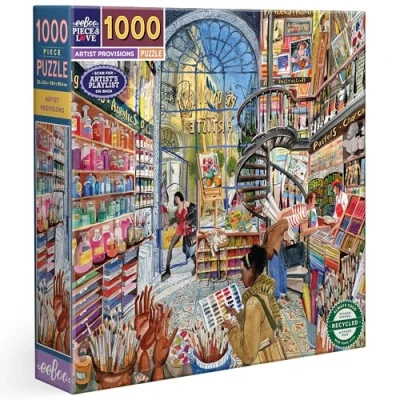 Abbildung von eeBoo Artist Provisions Puzzle für Erwachsene, 1000 Teile aus recyceltem Karton und pflanzlicher Tinte, Maße 58,5 cm x cm, PZT123