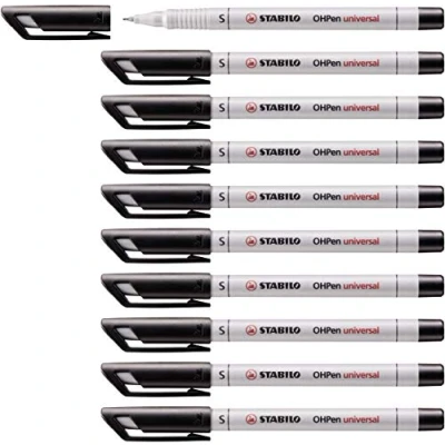 Abbildung von Folienstift STABILO OHPen universal wasserlöslich superfein 10er Pack schwarz