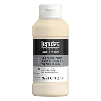 Abbildung von Liquitex 8408 Metallic Gold Medium für Acrylfarben, verleiht Acrylfarben metallische hochreflektierende Goldeffekt mit Brillanz , alterungsbeständig in Künstlerqualität 237ml Flasche