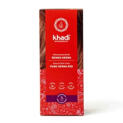 Abbildung von khadi REINES HENNA Pflanzenhaarfarbe, Haarfarbe für aufregendes Orangerot bis zu intensiv leuchtendem Flammenrot, Naturhaarfarbe 100% pflanzlich, natürlich &amp; vegan, Naturkosmetik, 100g