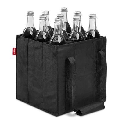Abbildung von achilles Flaschentasche, Bottle Bag für 9 x 1,5 Liter Flaschen, Bottlebag, Tragetasche mit Trennwänden Einkaufstasche Fächern, 27 cm (Schwarz)