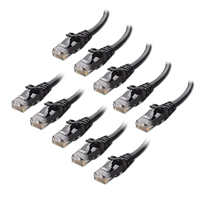 Abbildung von Cable Matters 10er Pack Snagless 10 Gigabit Cat 6 Lan Kabel kurz 30cm (Cat Ethernet Kabel, Wlan Lankabel Cat6) in Schwarz Netzwerkkabel 0,3 Meter