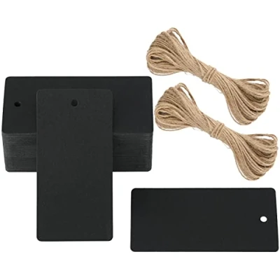 Abbildung von 100 Stk Geschenkanhänger Groß, 300g/m² Kraftpapier Etiketten Tags, 4.5 x 9 CM Anhänger mit Jute Schnur
