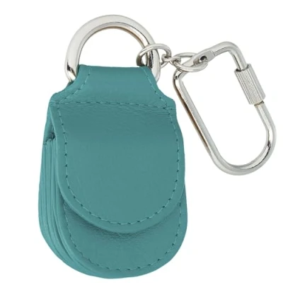 Abbildung von MANAGE Schlüsselanhänger Leder Türkis für Münzen Schlüssel Schlüsselring Karabiner Keychain Autoschlüsselanhänger klein Echtleder Damen Herren mini kleingeldbörse (Türkis)