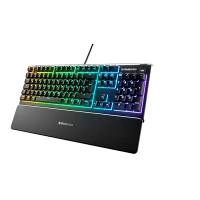 Abbildung von SteelSeries Apex 3 Gaming Tastatur 10 Zonen RGB Beleuchtung Premium magnetische Handballenauflage Deutsches (QWERTZ) Layout