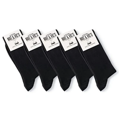 Abbildung von 5 Paar Socken von Mat &amp; Vic&#039;s für Sie und Ihn Cotton classic Socks, gekämmte Baumwolle, ohne drückende Naht, Komfortbund, OEKO TEX Standard 100, Schwarz, 35 38