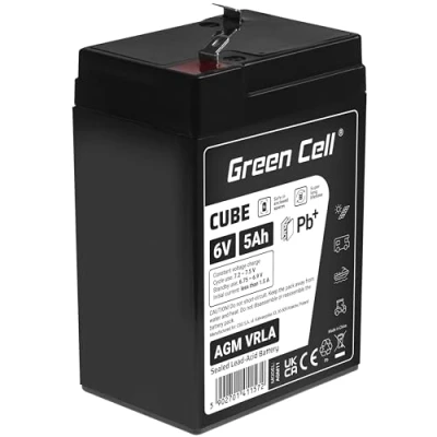 Abbildung von Green Cell AGM 6V 5Ah Akku VRLA Blei Batterie Bleiakku Ersatzakku Gelakku Akkubatterie Zyklenfest Unbemannt Spielzeug Elektro Alarm Notstrom Kinderfahrzeuge Kinder Quad
