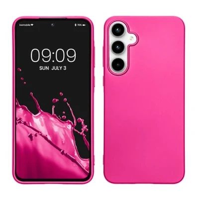 Abbildung von kwmobile Case kompatibel mit Samsung Galaxy A55 5G Hülle Schutzhülle aus Silikon metallisch schimmernd Handyhülle Metallic Pink