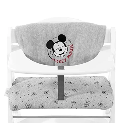 Abbildung von hauck Disney Sitzkissen Kompatibel mit Alpha+, Beta+ und Arketa Holzhochstuhl Highchair Pad Deluxe, Einfache Befestigung Klettverschluss, Maschinenwaschbar (Mickey Mouse Grey)