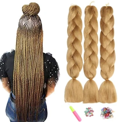 Abbildung von ShowJarlly Kanekalon Kunsthaar Haar, Haar Braids Extension, Ombre Jumbo Braid Haarverlängerung 24&quot;, Zöpfe Box Zum Einflechten 27#