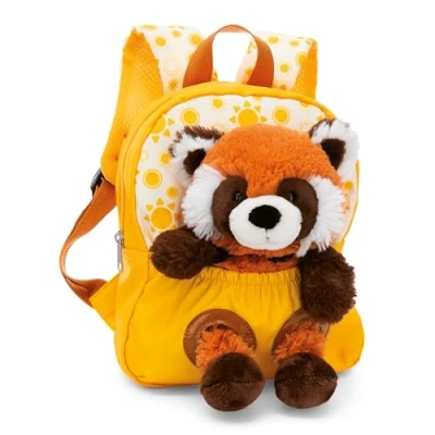 Abbildung von NICI Kinderrucksack gelb 2 in 1 mit Kuscheltier Roter Panda 25cm Kindergartenrucksack Mädchen &amp; Jungen Weicher Rückenbereich verstellbare Gurte 49854