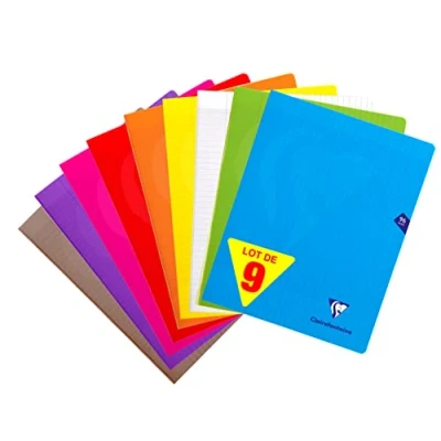Abbildung von ClaireFontaine 299361AMZC Set mit 9 Heften Mimesys, 48 Blatt, DIN A4+, 24 x 32cm, 90g, französische Lineatur, 1 Set, farbig sortiert
