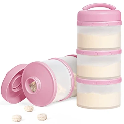 Abbildung von Termichy Milchpulver Portionierer Baby Stapelbar Aufbewahrungsbox 2 Stück (Babyrosa 2)