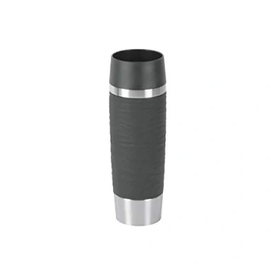 Abbildung von EMSA N2011900 Travel Mug Wave Design Thermobecher/Isolierbecher (0,5 L Fassungsvermögen, hält 6h heiß/ 12h kalt, 100% dicht, auslaufsicher, Easy Quick Press Verschluss, 360 Trinköffnung) Schwarz