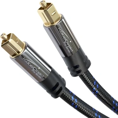 Abbildung von KabelDirekt TOSLINK Kabel Nylon Braiding, optisches Audiokabel 12,5 m Glasfaserkabel für Soundbar (TOSLINK auf TOSLINK, digitales S/PDIF Kabel, Stereoanlage/Verstärker, Heimkino, Xbox One/PS4)