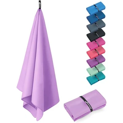 Abbildung von Fit Flip Microfaser Handtücher kompakt und leicht Mikrofaser Handtuch schnelltrocknend als Reisehandtuch, Sporthandtuch, Strandtuch Badetuch groß (1x 140x70cm, Pastel Violet)