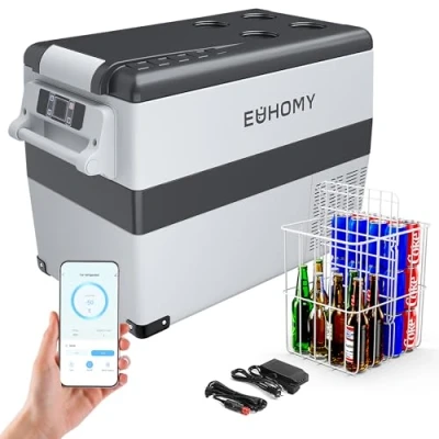 Abbildung von EUHOMY 12V Kompressor Kühlbox 45L, Auto mit APP Gesteuert, 12V/240V Kühlschrank 20 ℃ bis ℃, tragbarer für Camping, Reisen, Lastkraftwagen