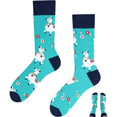 Abbildung von TODO Colours Lustige Socken mit Motiv mehrfarbige, bunte, Verrückte für Herren und Damen (35 38, Alpaca Lama Socken)