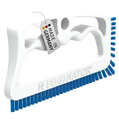 Abbildung von FUGINATOR® Fugenbürste Fugenreinigung in Bad, WC, Küche Reinigung von Wand und Bodenfliesen handliche Bürste für Fugen Fliesen Spaltreinigungsbürste Enge Zwischenräume (weiß/blau)