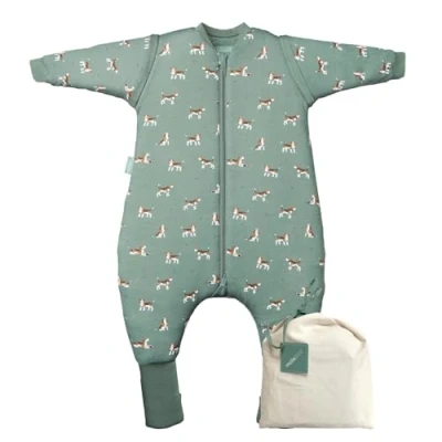 Abbildung von molis&amp;co. Baby Schlafsack mit Füßen, abnehmbare Ärmel und Socken. 2.5 TOG. Ideal für die Übergangszeit den Winter. 100% Baumwolle (Oeko TEX 100). (Beagle, 100 cm (4 Jahre))