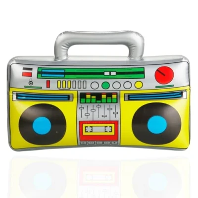 Abbildung von Aufblasbarer 80er 90er Ghettoblaster ca 45 x 42 cm Hip Hop Radio Walkman Fasching &amp; Karneval Outfit Party Accessoires Kostüm Bad Taste Assi Retro