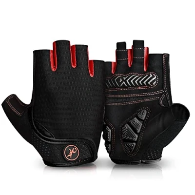 Abbildung von MOREOK Fahrradhandschuhe für Herren Damen Sommer Radsporthandschuhe Halbfinger 5MM SBR Gel rutschfeste/stoßdämpfende Handschuhe Mountainbike, Rennrad &amp; Downhill B L