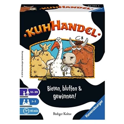 Abbildung von Ravensburger 20753 Kuhhandel, Auktionsspiel für 3 5 Spieler, Kartenspiel mit Kühen ab 10 Jahren, Versteigerung, White