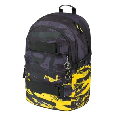 Abbildung von Baagl Schulrucksack für Jungen Mädchen Teenager Skateboard Rucksack Kinderrucksack mit Laptopfach und Brustgurt Schule, Weiterführendeschule, Mittelschule (Dune)