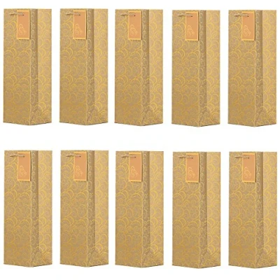 Abbildung von 10 er Packung Geschenktüten gold Flaschentüten für Wein und auch Sekt oder Champagner 36x12x10 cm