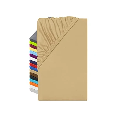 Abbildung von npluseins Microfaser Spannbettlaken atmungsaktiv und Allergiker geeignet 1519.2192, 120 x 200 cm, Sand