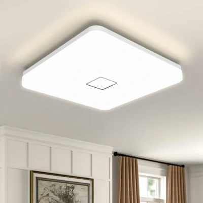 Abbildung von Öuesen 24W Wasserdichte LED Lampe Decke Moderne dünne quadratische Deckenleuchte 2050lm Natürliches Weiß 4000K Deckenlampe Badezimmer Schlafzimmer Küche Wohnzimmer Korridor Balkon Flur Bad