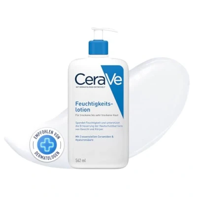 Abbildung von CeraVe Feuchtigkeitslotion für Körper und Gesicht, Leichte Pflegelotion trockene bis sehr Haut, Intensiv Feuchtigkeit spendend, Mit Hyaluron 3 essenziellen Ceramiden, 562 ml